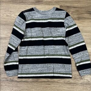 Kids' Striped Long Sleeve Tee - Black, Gray, and Green